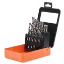 19 Pcs HSS-R Metal Drill Bit Set In Iron Box, power tool accessories, high speed steel twist drill bit set.