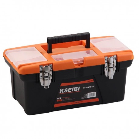 19 in. Plastic Tool Box with Metal Latches and Removable Tool Tray