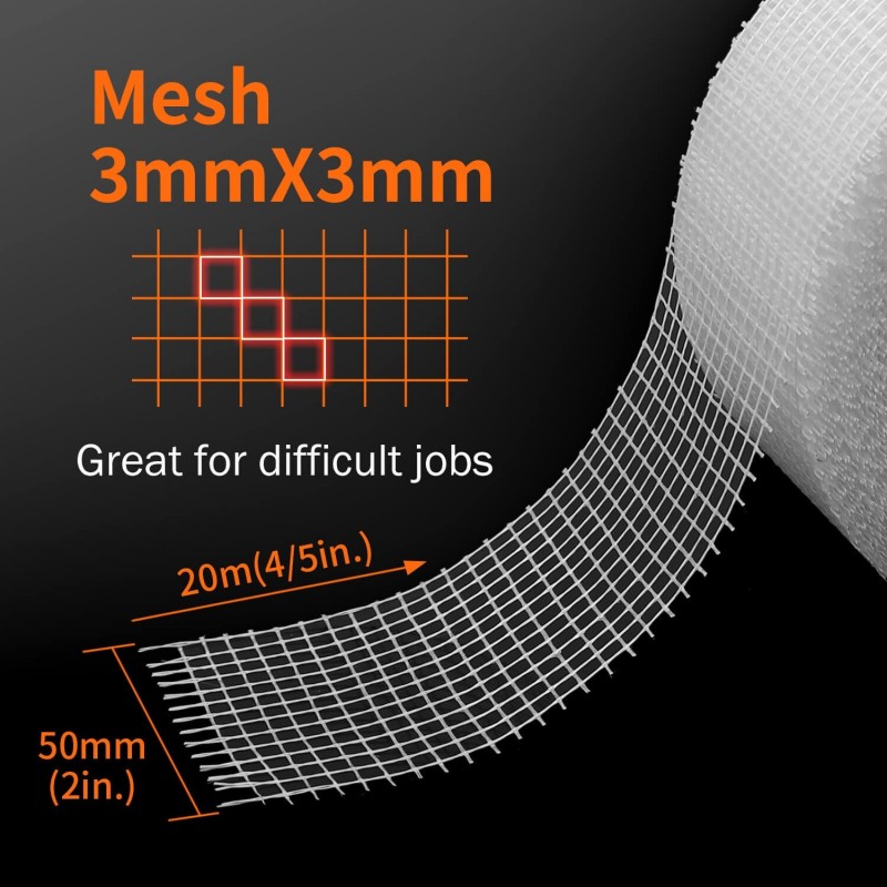 Fiberglass Mesh Tape 50mm X 20m,
durable mesh tape,
covering holes
