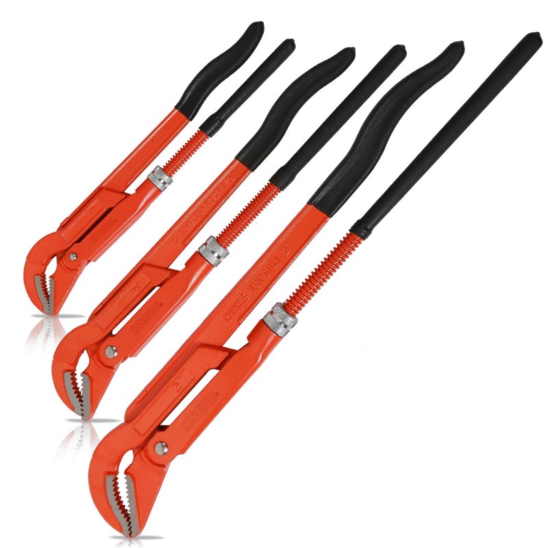45° Bent Nose Pipe Wrench, Hand Tools & Pliers, industrial 45° bent nose pipe wrench for pipe fittings.