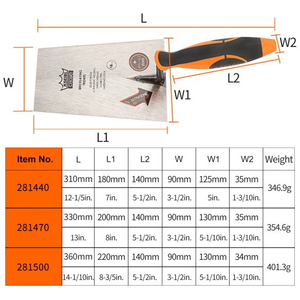 High-Quality Square Tip Bricklaying Trowel with ProGrip Handle for Precision Work | KSEIBI