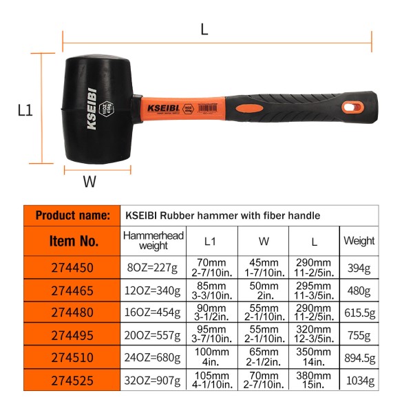 Durable Rubber Hammer for Precision Work and Comfort | KSEIBI