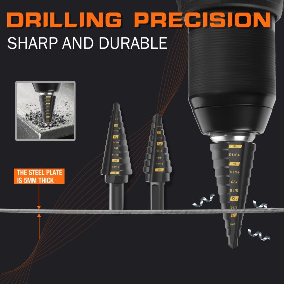 High-Speed Steel Step Drill Bit Set for Precision Drilling | KSEIBI