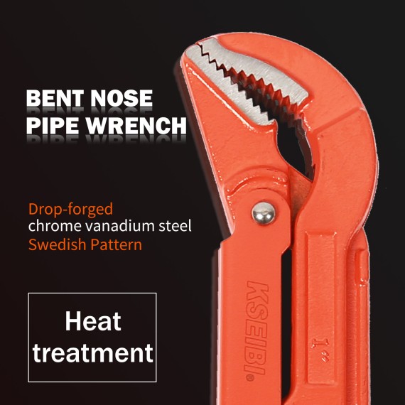 Llave de tubo con nariz doblada de 45 grados para fontanería | KSEIBI