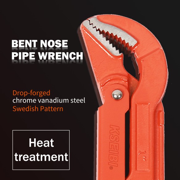 High-Quality 45 Bent Nose Pipe Wrench for Precise Plumbing Work | KSEIBI