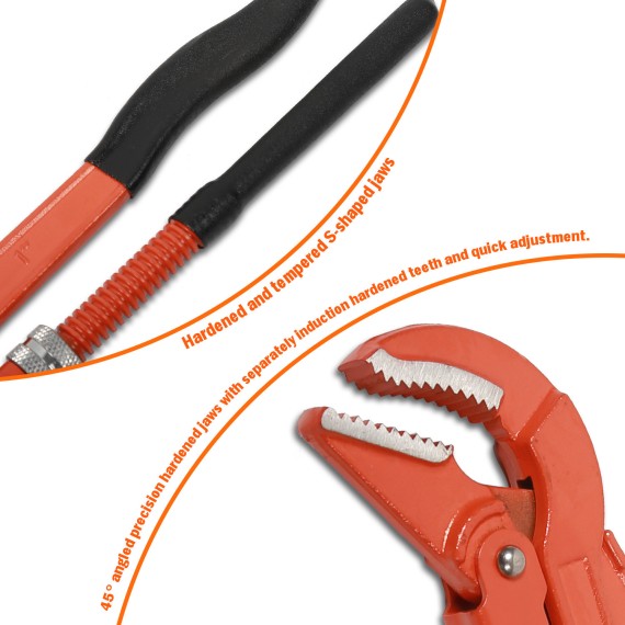 Llave de tubo con nariz doblada de 45 grados para fontanería | KSEIBI