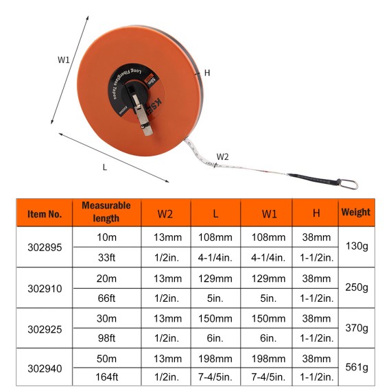 Durable Long Fiberglass Tape for Accurate Measurements | KSEIBI
