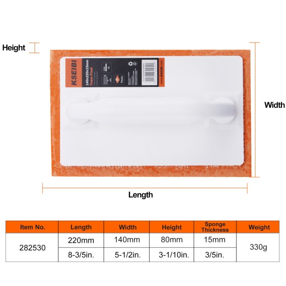 Frattazzo in spugna con manico in plastica resistente e pratico | KSEIBI