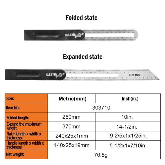 Premium Wood Working Sliding Bevel Ruler for Precision Measurements | KSEIBI