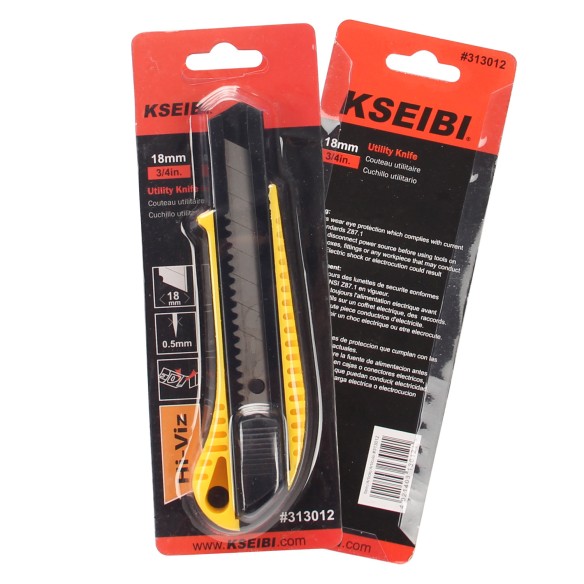Durable and Ergonomic Utility Knife ProGrip - 18mm for Precision Cuts | KSEIBI