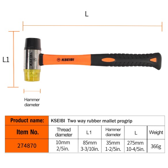 Ciocan din cauciuc cu două capete pentru lucrări precise și eficiente | KSEIBI