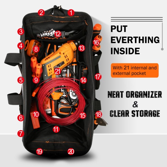 Robuste Werkzeugtasche mit geschlossenem Design und Kunststoffboden | KSEIBI