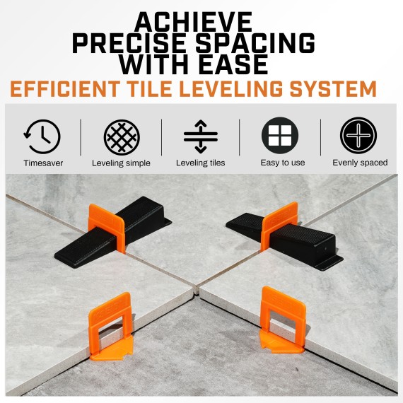 Professional Tile Leveling System Wedges for Perfect Flooring Alignment | KSEIBI
