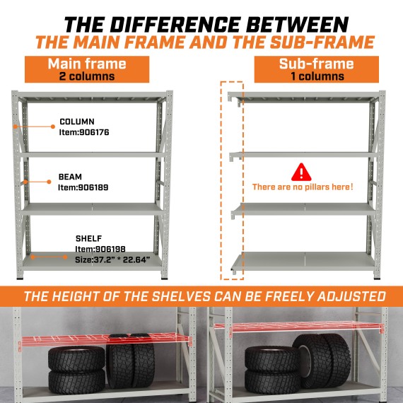 رف تخزين فولاذي قائم بذاته 2.5 م أبيض مطلي بودرة للمنزل | KSEIBI