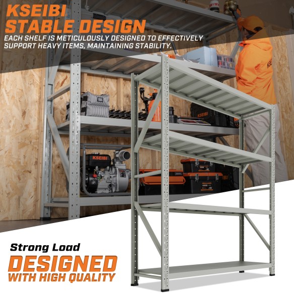 Lagerregal 2,5 m Stahl weiß, 4 Böden, 800 kg Tragkraft | KSEIBI