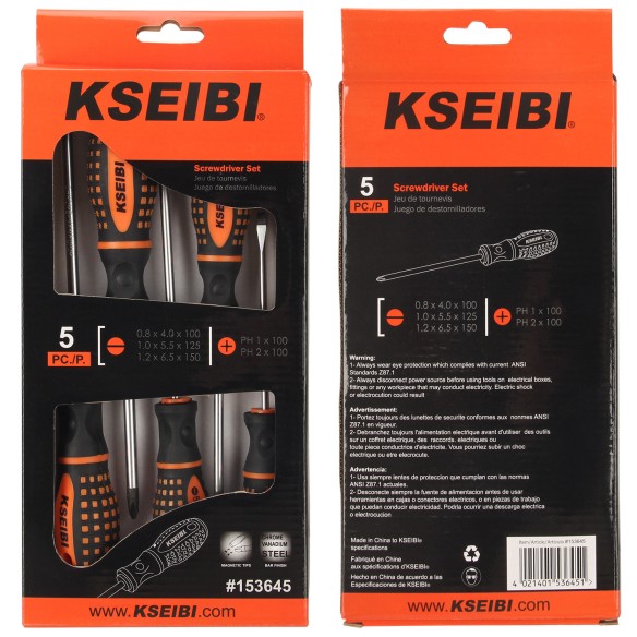 Ensemble de tournevis fente et philips 865 5 pièces | KSEIBI