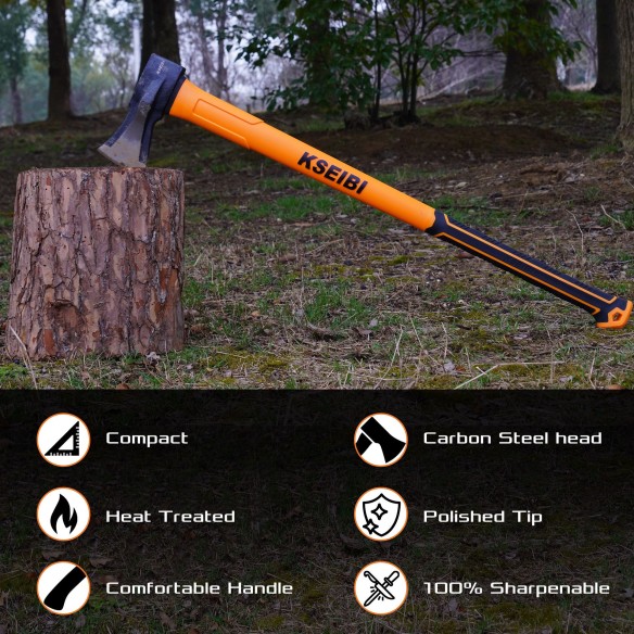 High-Quality Splitting Axe With Fiberglass Handle for Efficient Wood Splitting | KSEIBI