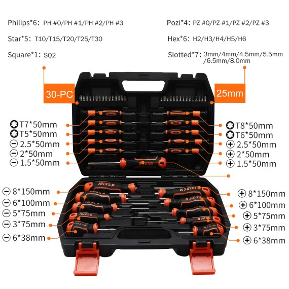 طقم مفكات وبراغي عالي الجودة | موديل 865 | 52 قطعة | KSEIBI