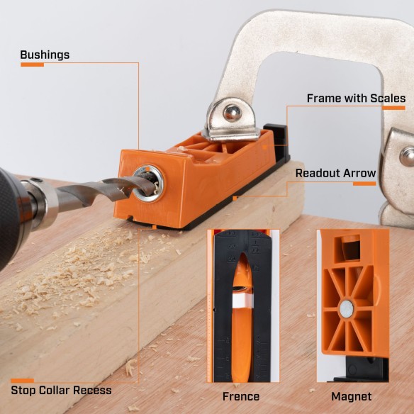 Ensemble de gabarit pour trous de pochette à baril unique pour le travail du bois | KSEIBI