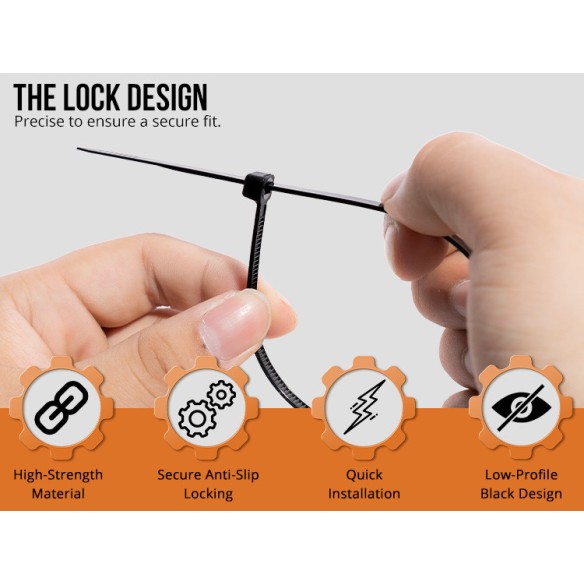 Hochwertige Nylon-Kabelbinder in Schwarz für vielseitige Anwendungen | KSEIBI