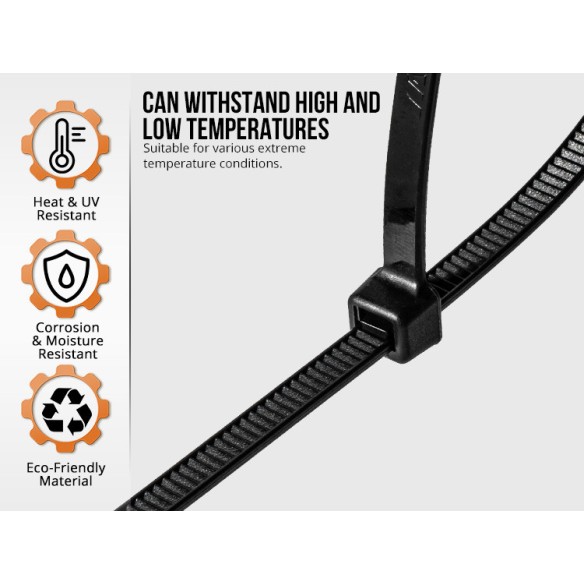 Secure Your Cables with Durable Black Nylon Cable Ties | KSEIBI