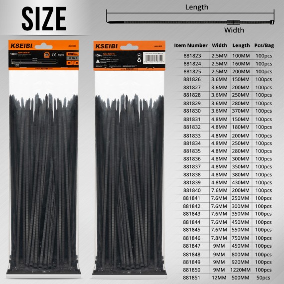 Secure Your Cables with Durable Black Nylon Cable Ties | KSEIBI