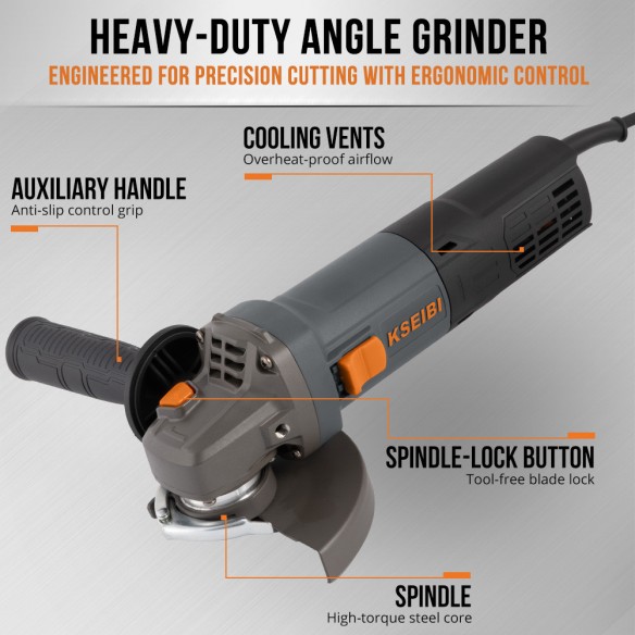 "Powerful Variable Speed Angle Grinder for Precision Cutting | KSEIBI"