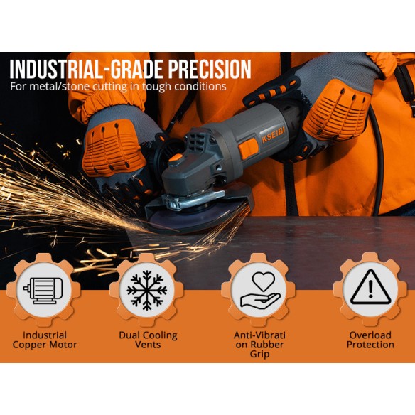 "Powerful Variable Speed Angle Grinder for Precision Cutting | KSEIBI"