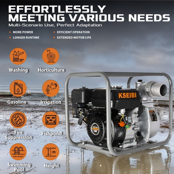 "Powerful Gasoline-Powered Water Pump for Efficient Water Transfer | KSEIBI"
