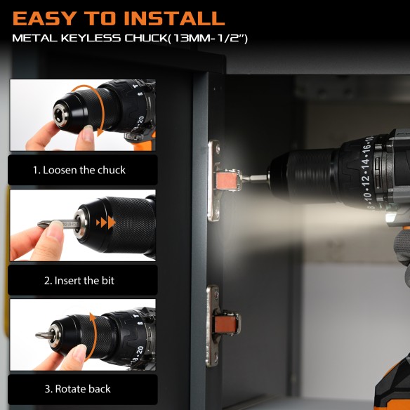 High-Performance 20V Cordless Impact Drill with 2 Batteries | KSEIBI