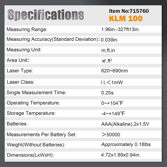 "Accurate and Easy-to-Use KLM 100 Laser Measure for Professionals | KSEIBI"