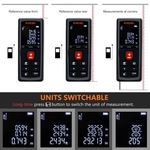 "Accurate and Easy-to-Use KLM 100 Laser Measure for Professionals | KSEIBI"