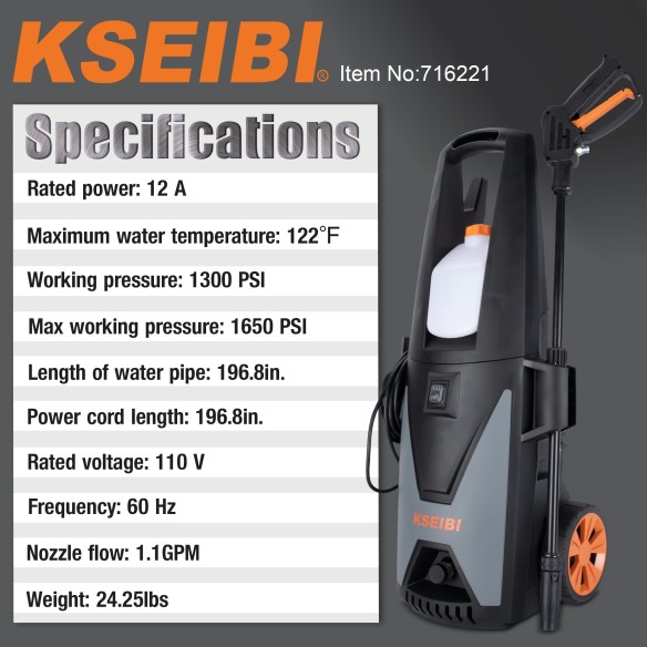 Lavadora de Alta Pressão Khp 18-135 C, 135 Bar, 1850w | KSEIBI