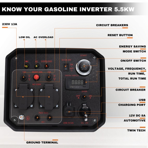 KGI 5500 E Gasoline Inverter Generator