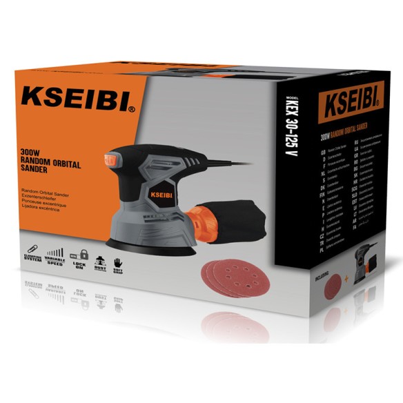 Mașină de șlefuit orbitală aleatorie cu dimensiunea de 125 mm | Performanță de 300W | KSEIBI