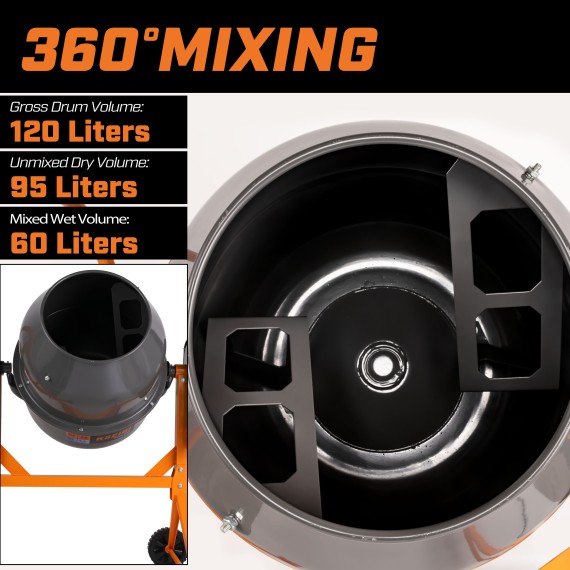 میکسر سیمان ۲۰۰ لیتری KCM 85-200 L با توان ۸۵۰ وات | KSEIBI