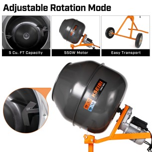 Bétonnière portable KCM 55-140 LP, 5 cu. ft, 3/4HP | KSEIBI 2