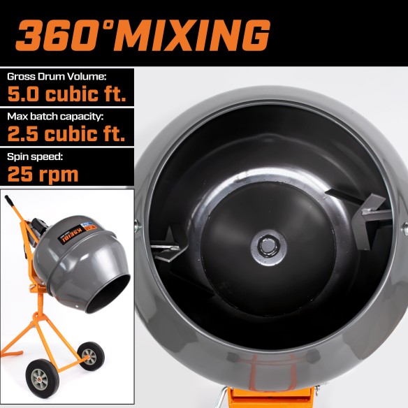 Betonieră portabilă cu 5 picioare și 3/4 cp | KSEIBI