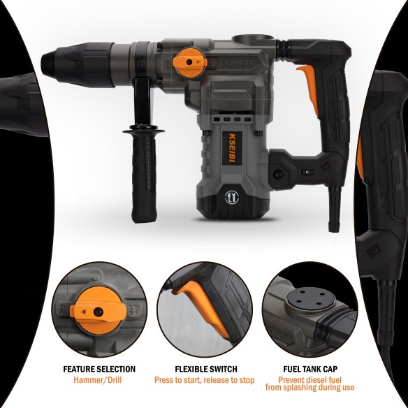 Martelo Rotativo Kbh 9-40 SDS-Max 1600W para Perfuração de 40mm | KSEIBI