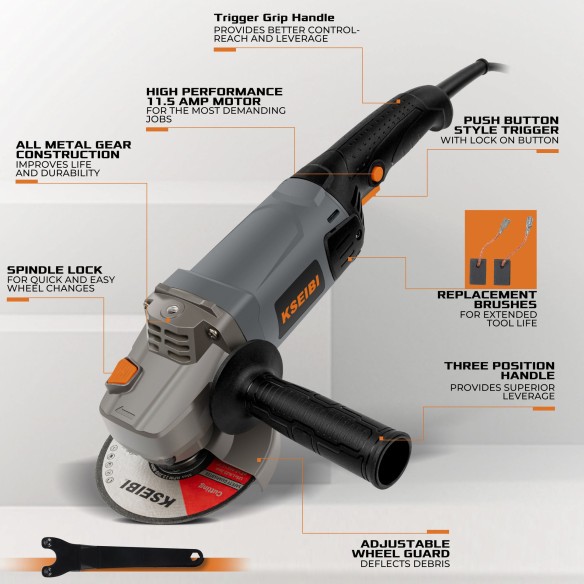 KCG 15-125 L 5-Inch Concrete Grinder, 11.5-Amp Power | KSEIBI