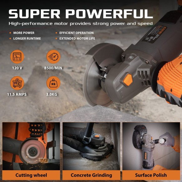 Шлифмашина по бетону KCG 15-125 L, 125 мм, 11,5 А | KSEIBI