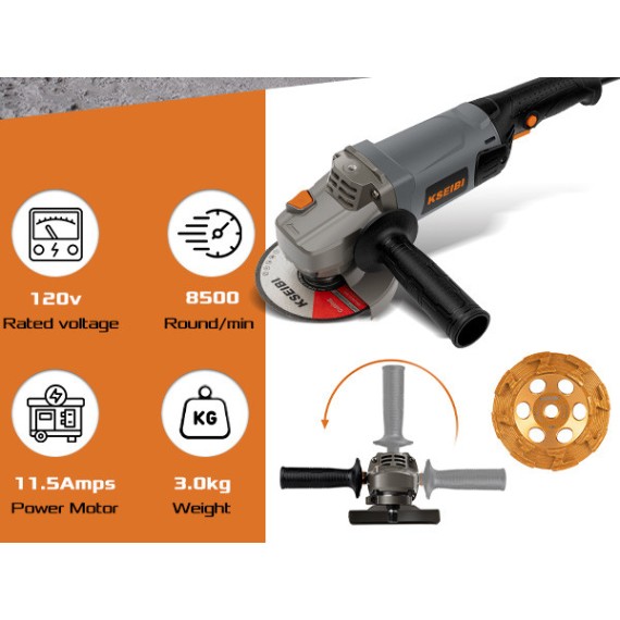 KCG 15-125 L 5-Inch Concrete Grinder, 11.5-Amp Power | KSEIBI