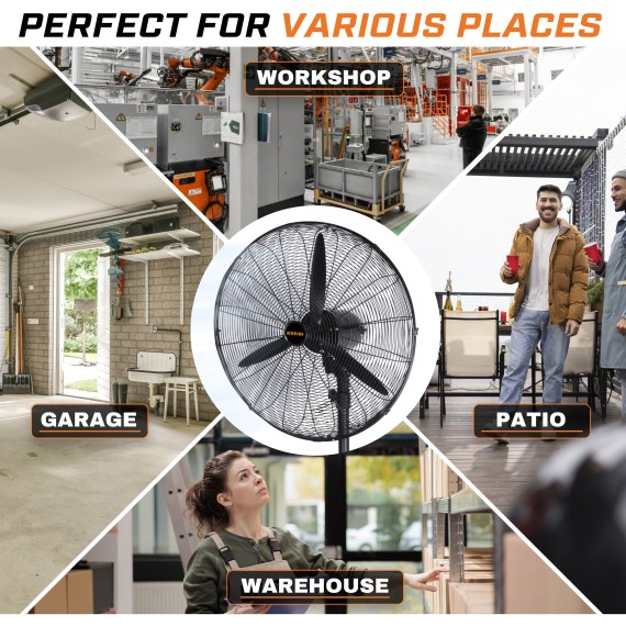 Ventilatore industriale a piantana 650 mm potente e silenzioso | KSEIBI