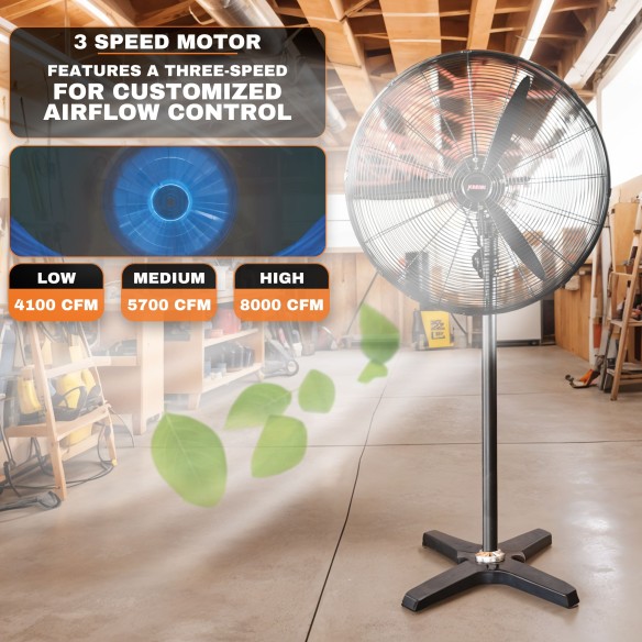 Ventilador industrial de pie 650mm 140W: potente y eficiente | KSEIBI