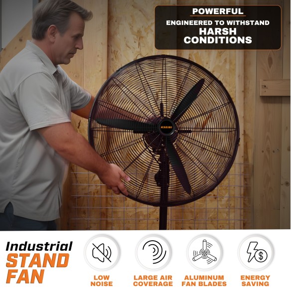 Ventilateur sur pied industriel 650mm 140W pour un refroidissement efficace | KSEIBI