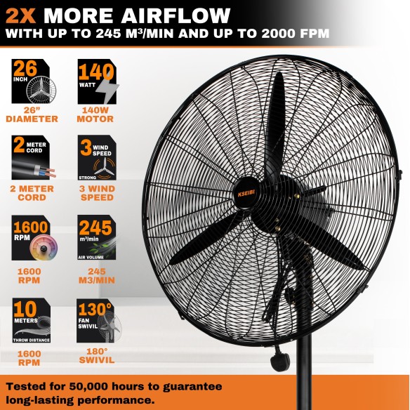 Powerful Industrial Stand Fan for Cooling Large Spaces | KSEIBI