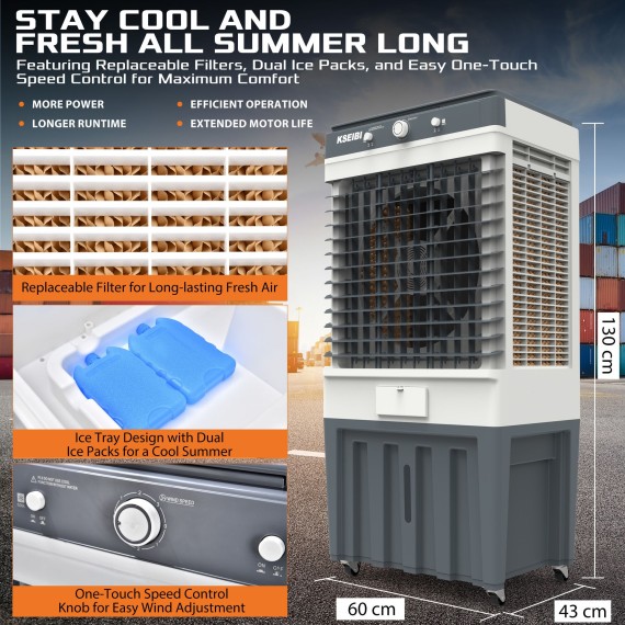 Refroidisseur d'air 80l, 250W: Rafraîchissez votre espace avec le KAC 25-80 M | KSEIBI