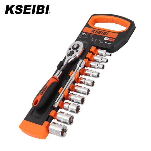 高品质六角套筒和棘轮扳手套装，1/4英寸，12件 | KSEIBI