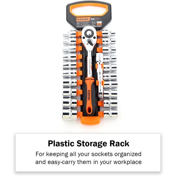 Chei Tubulare Hexagonale și Clichet 1/2", Set 22 buc. | KSEIBI