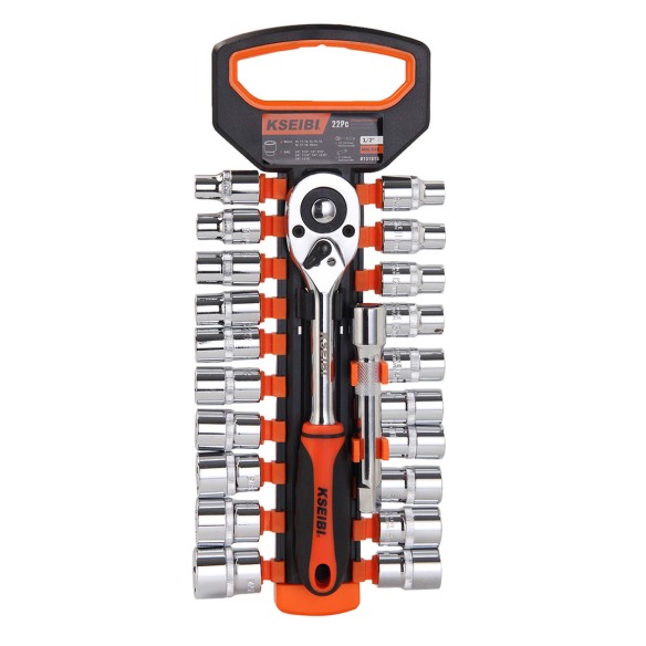 Hochwertiges Stecknuss- und Ratschen-Set 1/2", 22-tlg. für Profis | KSEIBI